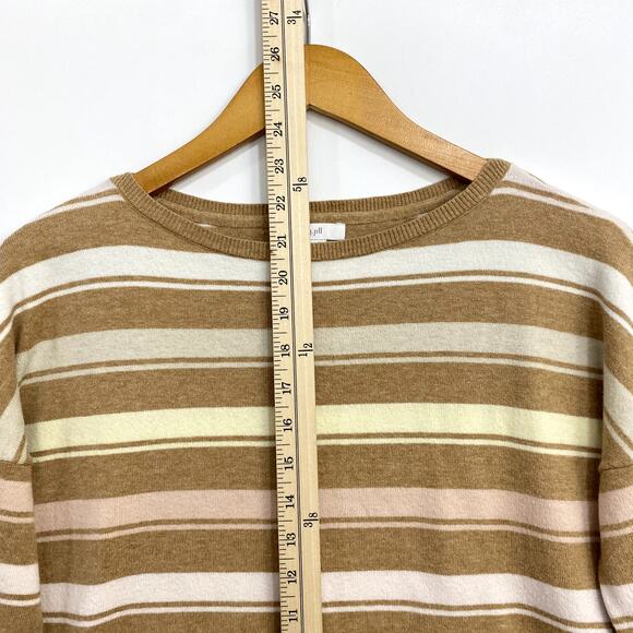 J Jill Knit Sweater Womens Petite Size Small Brown Stripe Print Long Sleeve - Picture 8 of 11